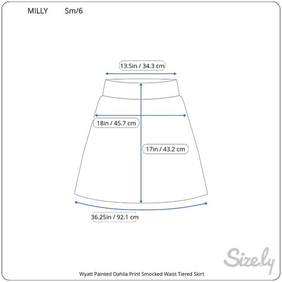 MILLY Wyatt Painted Dahlia Print Smocked Elastic Waist Tiered Lined Skirt S NWOT - Picture 9 of 9
